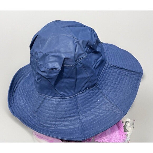 TOTES PVC Bucket Rain Sun Hat Women's 59cm Packable Cruise Resort Blue - Picture 2 of 4